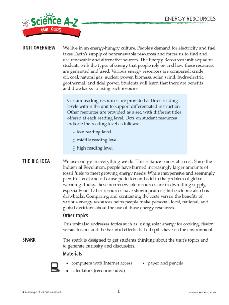 Energy Resources 5-6 Unit Guide | PDF | Atoms | Atomic Nucleus