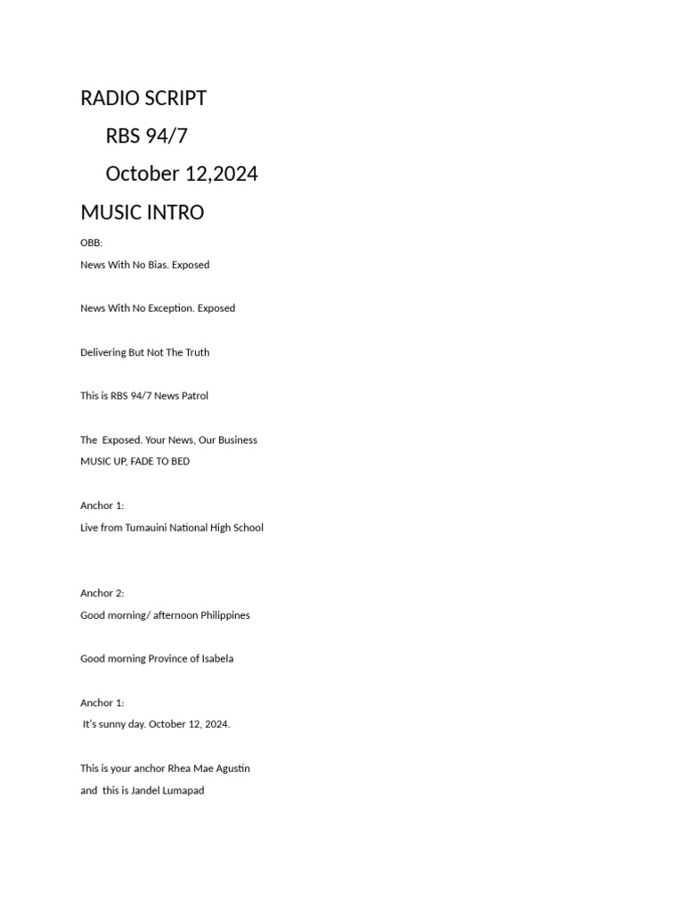 RBS 94/7 News Highlights - October 12, 2024 | PDF | Gaza Strip | Hamas