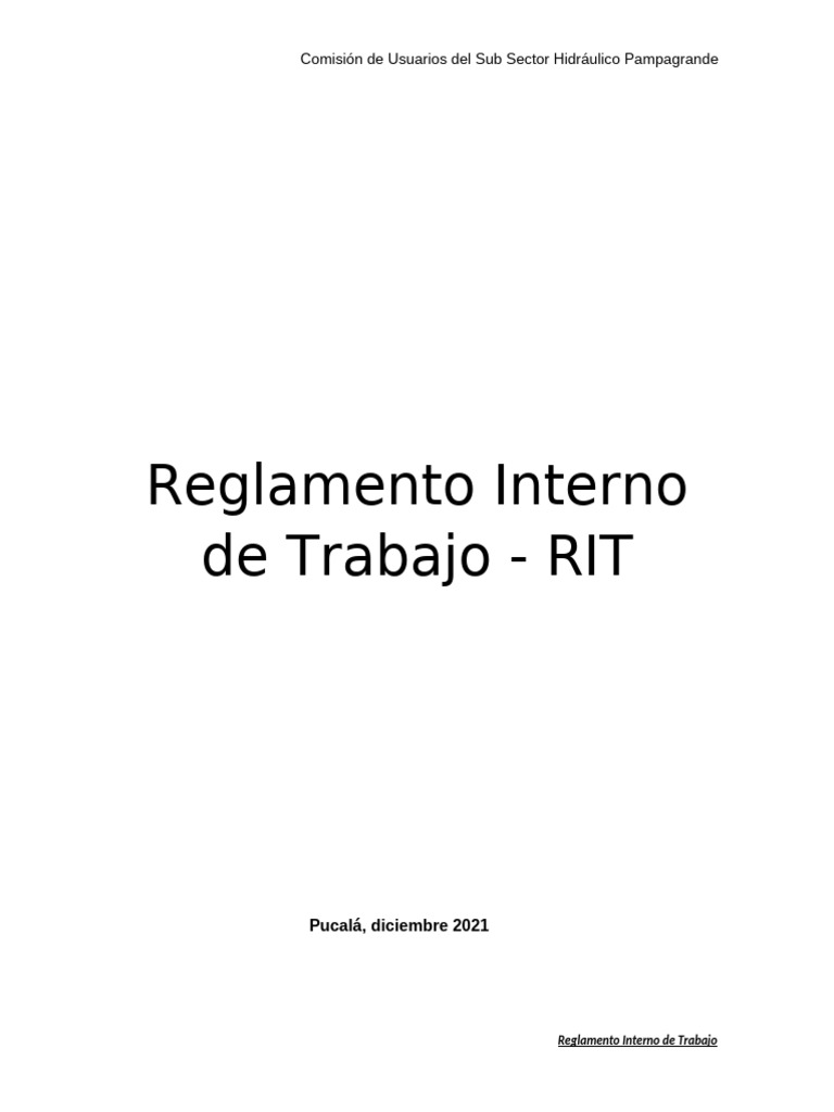Reglamento Interno de Trabajo - RIT: Comisión de Usuarios Del Sub ...
