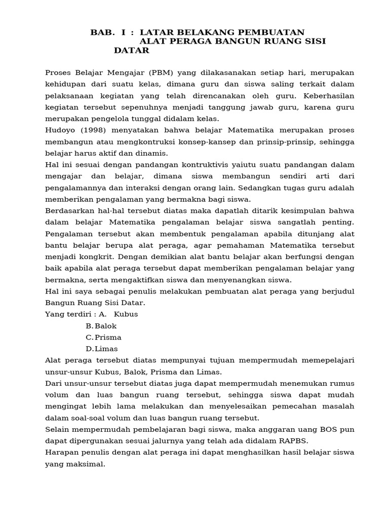 Alat Peraga Bangun Ruang Matematika | PDF