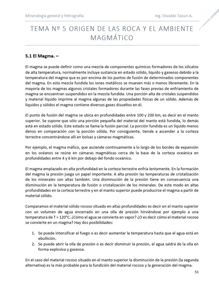Origen y características del magma | PDF | Magma | Roca (geología)