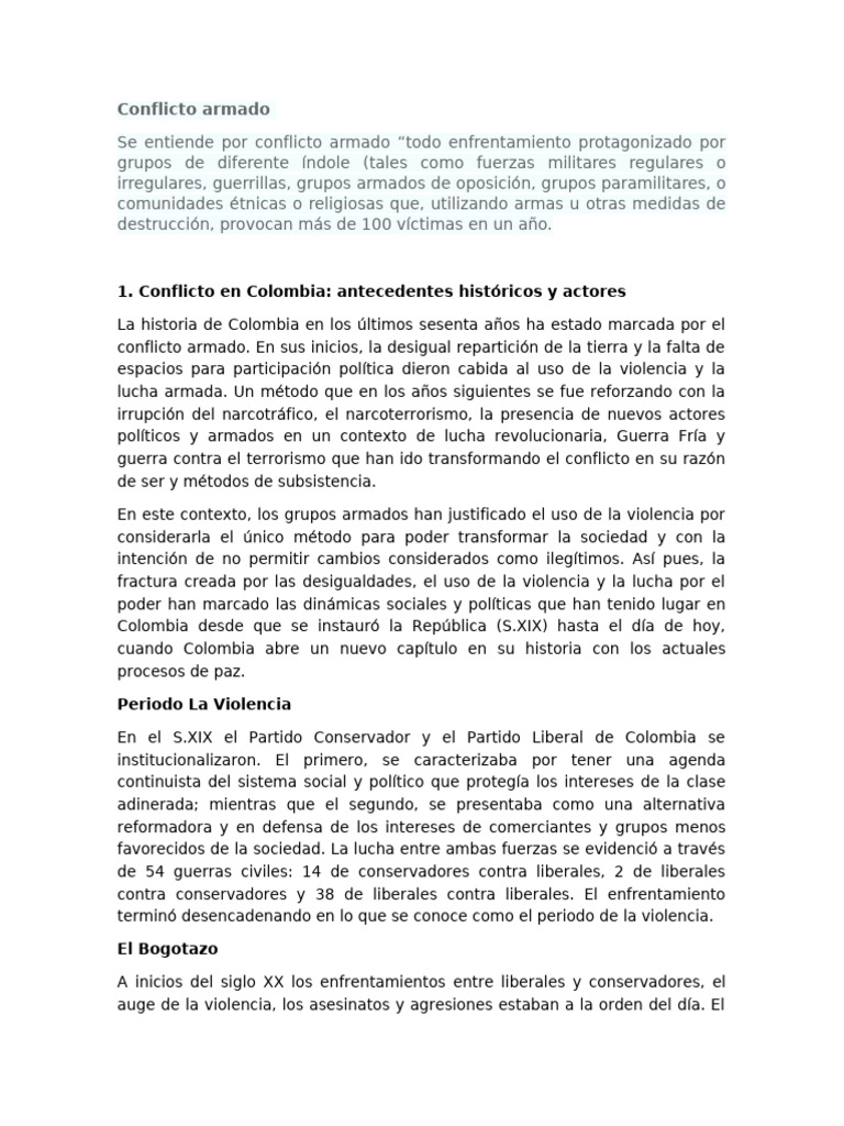 Historia del Conflicto Armado en Colombia | PDF | Colombia | Política ...
