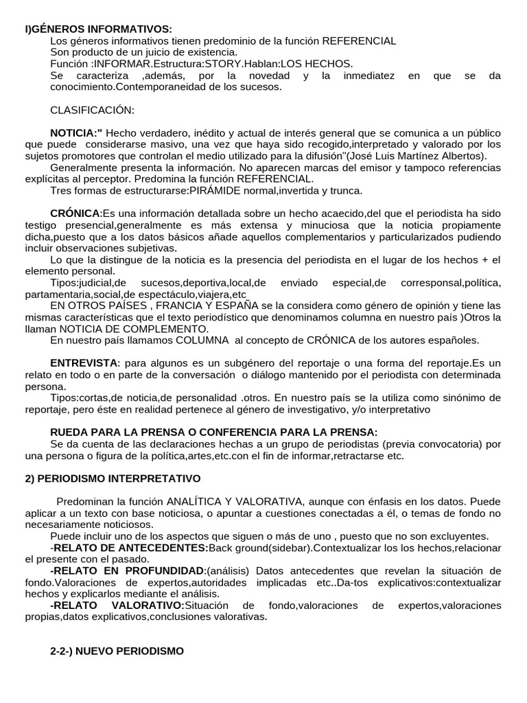 Géneros Informativos y Interpretativos | PDF | Periodismo