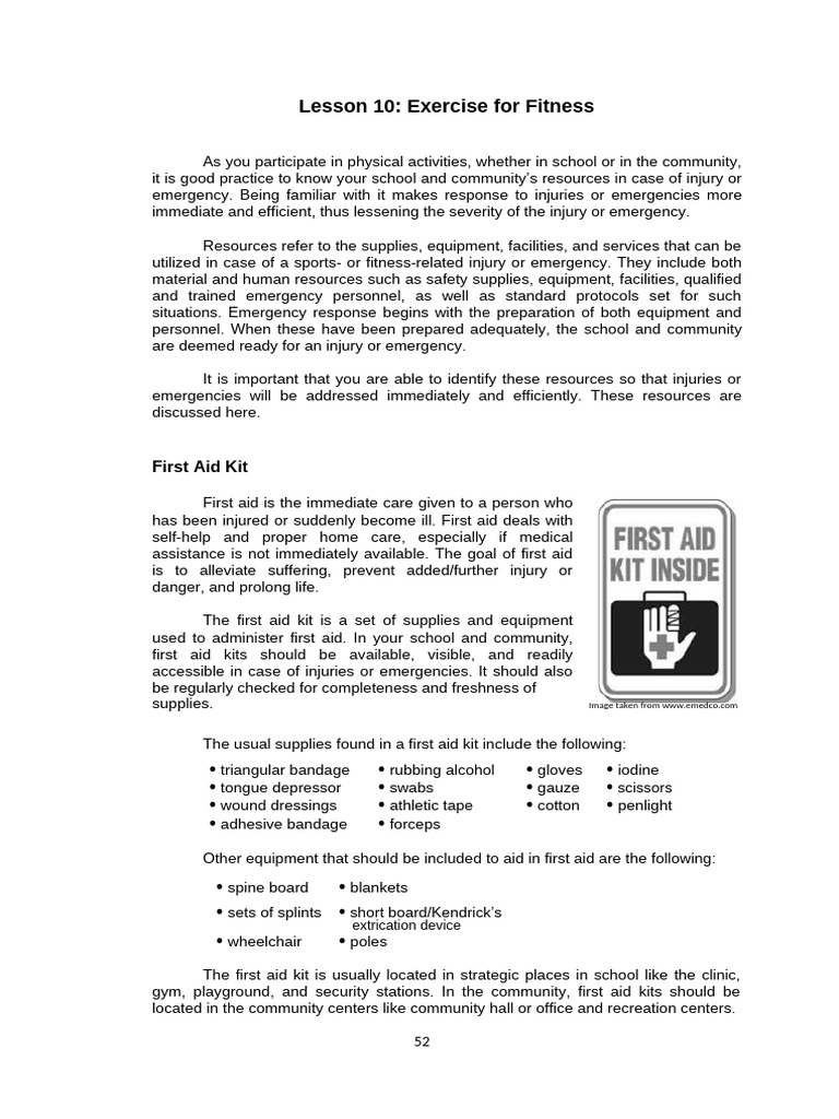 Lesson 10 Exersice For Fitness Part 3 | PDF | First Aid | Emergency