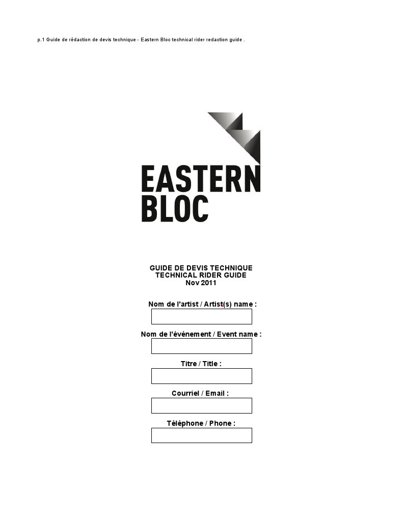 Tech Rider Form Easternbloc | PDF | Technologie de médias | Ingénierie ...