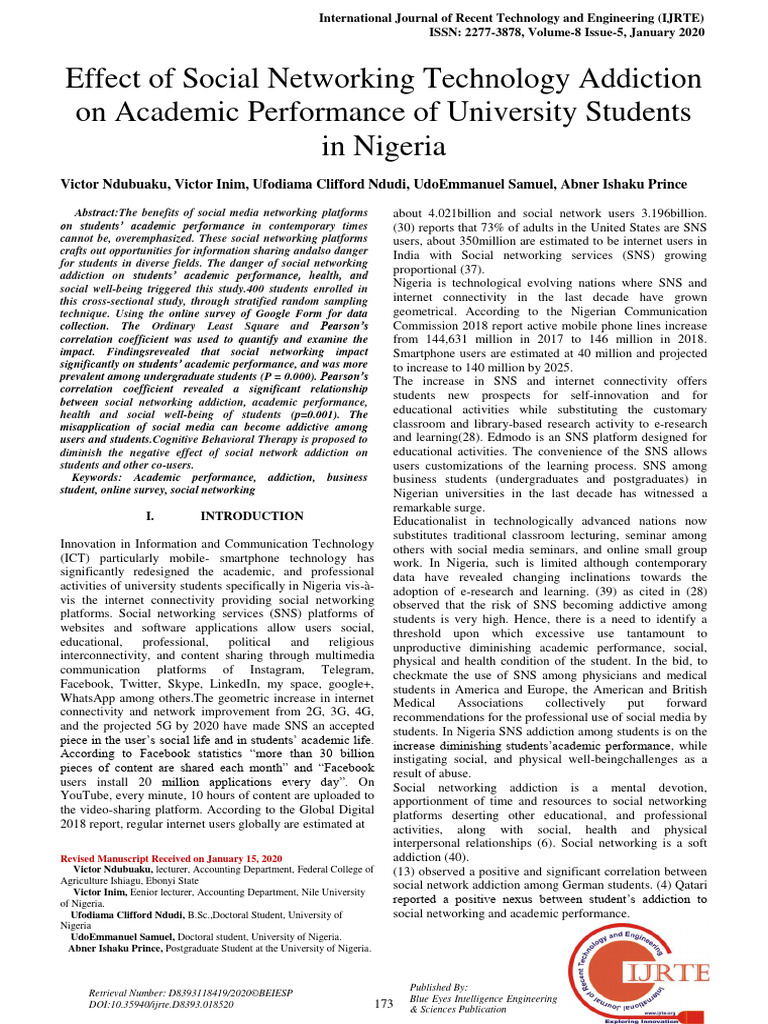 Social Networking Addiction's Impact on Students | PDF | Coefficient Of ...