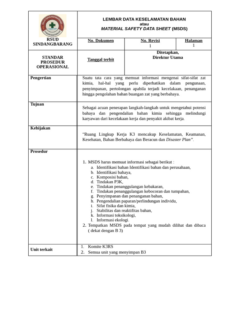 Lembar Data Keselamatan Bahan MSDS | PDF