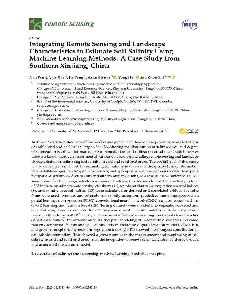 Remote Sensing | PDF | Linear Regression | Regression Analysis