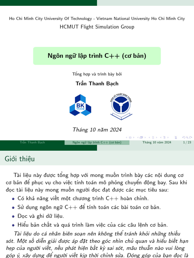 Flight Simulation - Ngôn ngữ lập trình C++ (cơ bản) | PDF