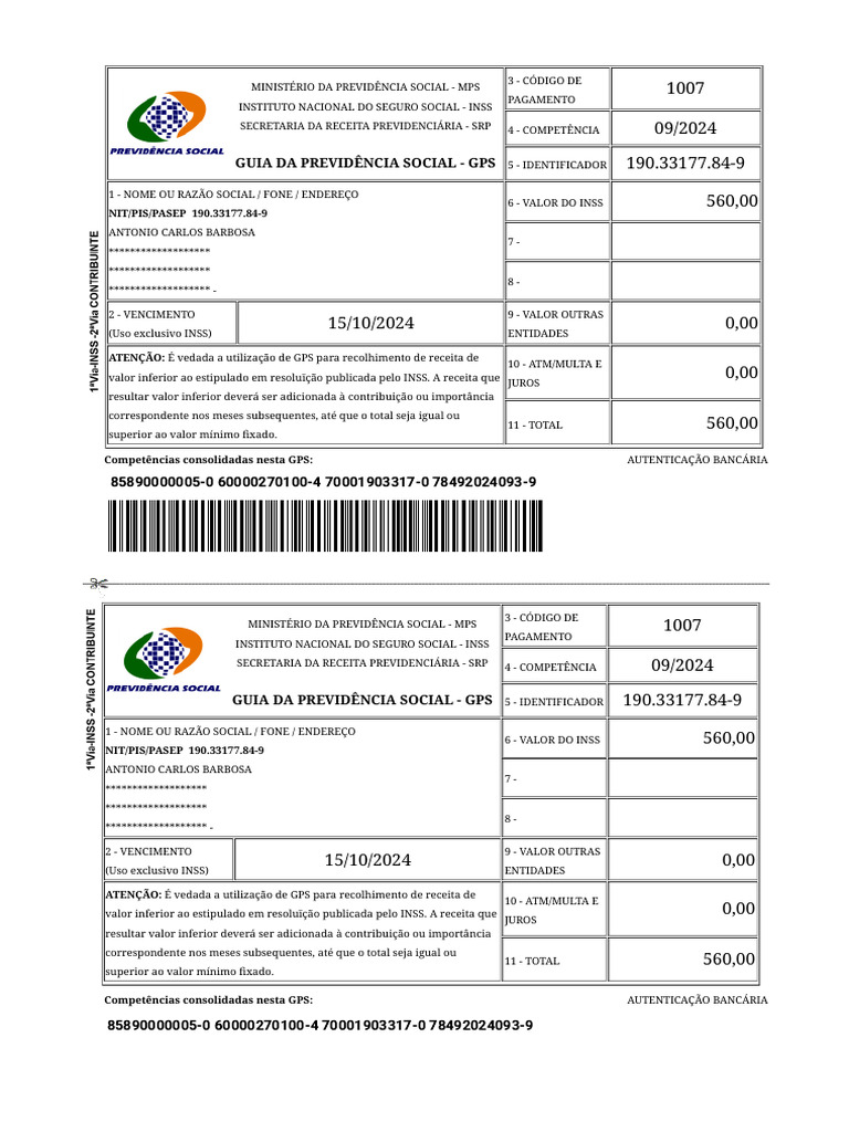 Cálculo e Guia da Contribuição INSS | PDF | Bem-estar social | Seguro ...