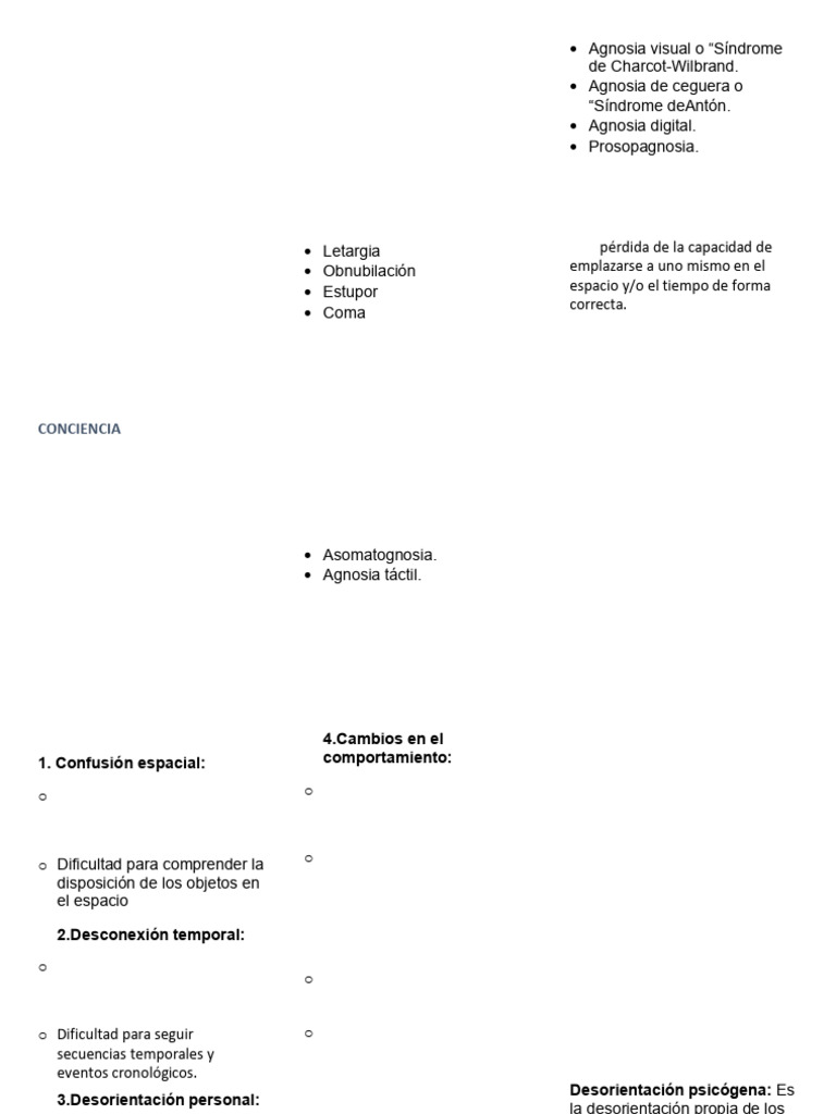 Alteraciones de Conciencia y Orientación | PDF | Coma | Ciencias del ...