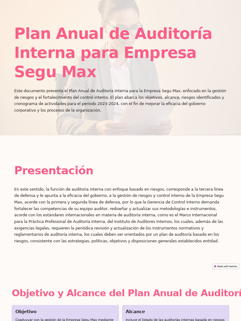 Plan Anual de Auditoria Interna para Empresa Segu Max | PDF | Auditoría ...