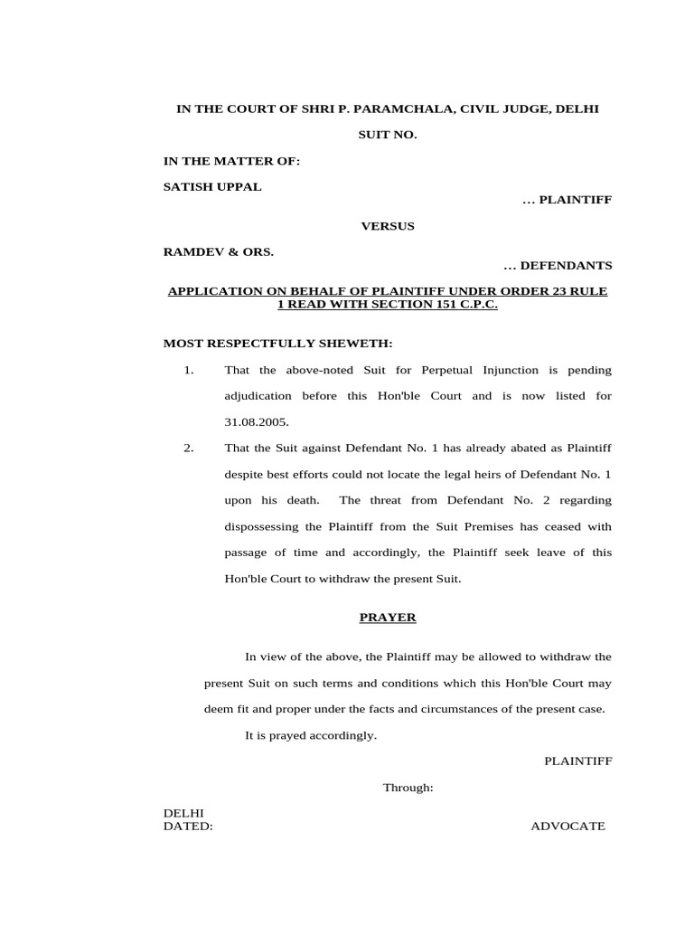 Appl (Satish Uppal vs. Ramdev) | PDF | Affidavit | Justice