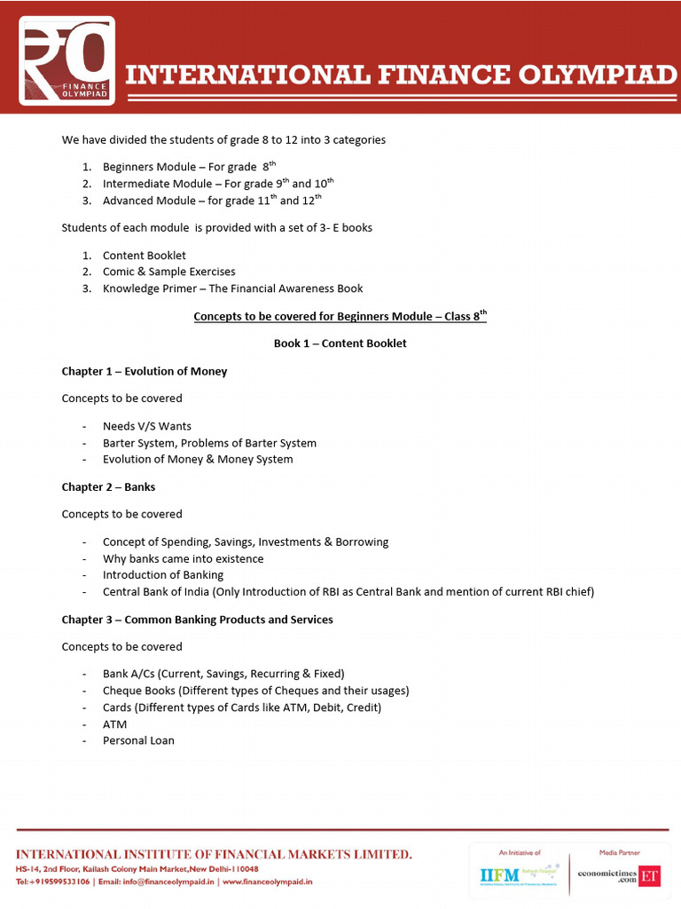 IFO2021 SYLLABUS File | PDF | Banks | Currency