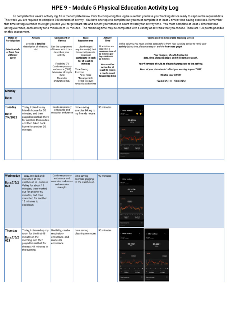 Mod5 - Fitness - Log | PDF | Management Of Obesity | Physical Exercise