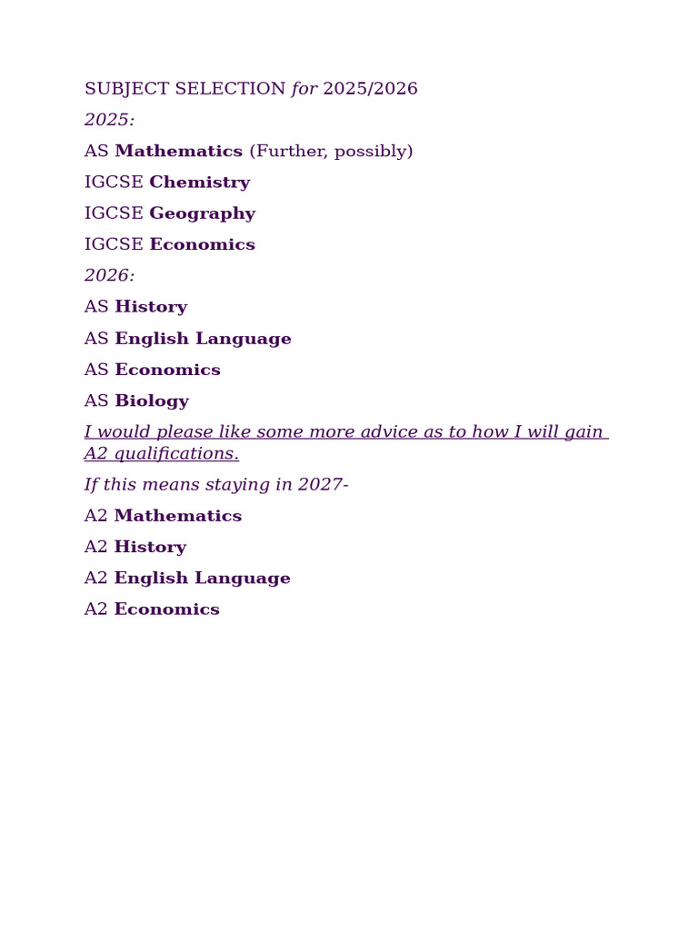 Subject Selection Guide For 2025 2027 Pdf