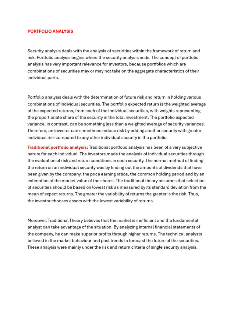 Understanding Portfolio Analysis Basics | PDF | Career & Growth | Business