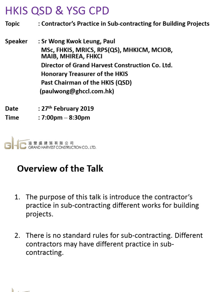 Contractor Sub-Contracting Practices | PDF | Deep Foundation | Concrete