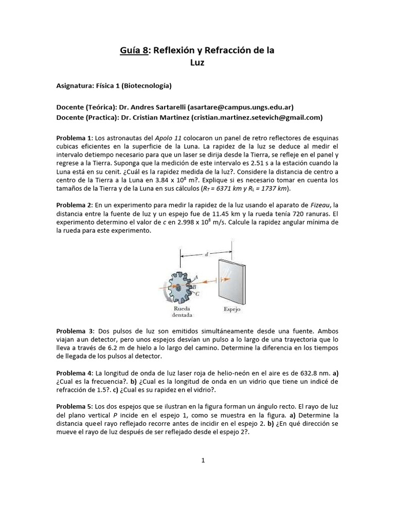Reflexión y Refracción de la Luz en Física | PDF | Refracción | Ligero