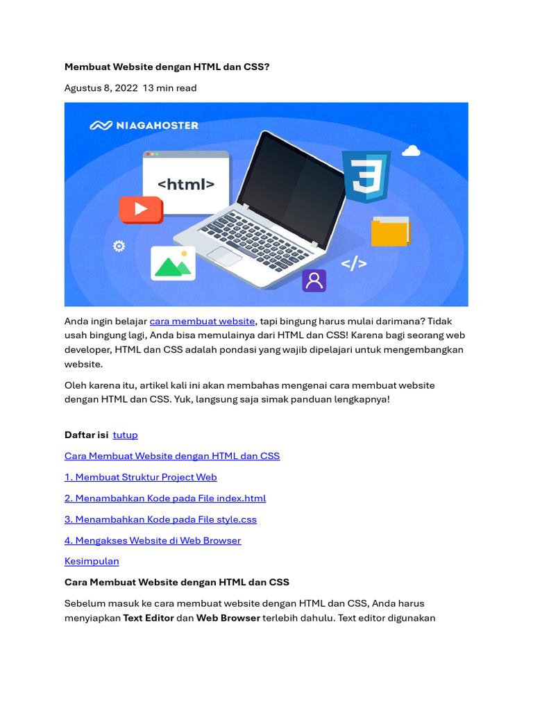 Membuat Website Dengan HTML Dan CSS | PDF