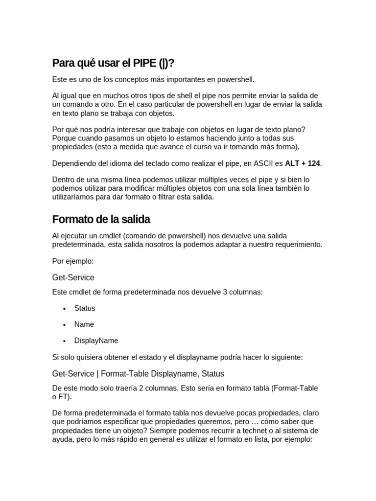 Uso del Pipe en PowerShell | PDF | Variable (informática ...