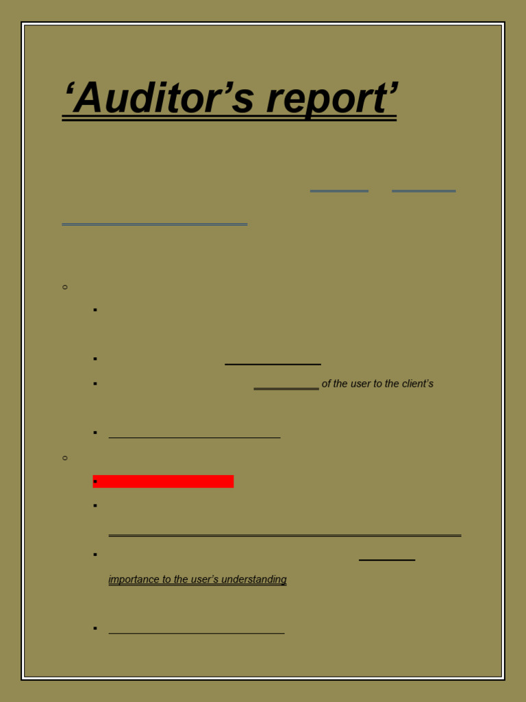 Auditor S Report Pdf Auditor S Report Audit