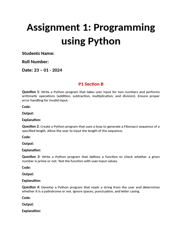 Assignment 1 - BAE SEM II | PDF | String (Computer Science) | Python ...