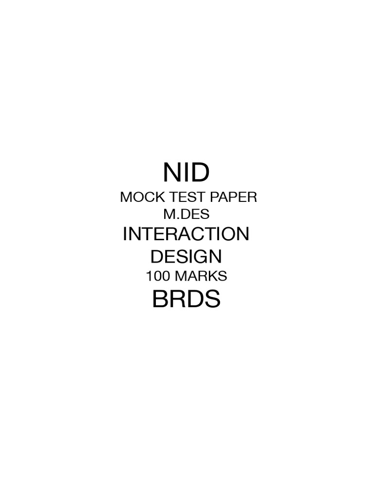 NID M.Des Interaction Design Mock Test | PDF