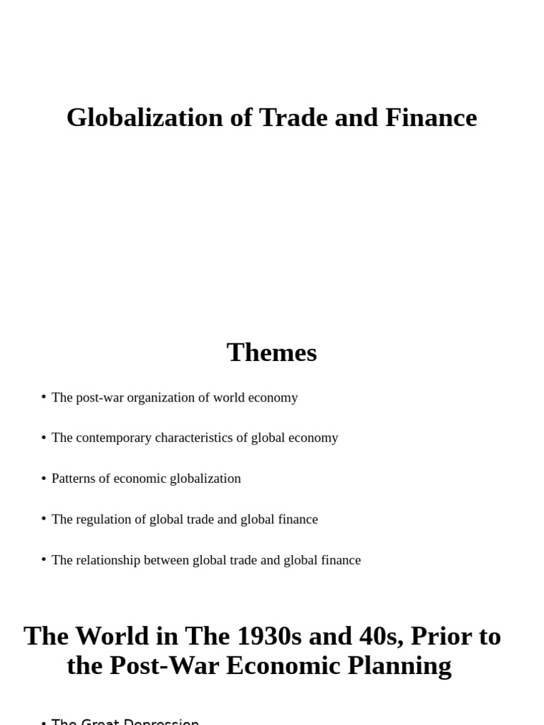 Globalization of Trade and Finance | PDF | World Trade Organization ...