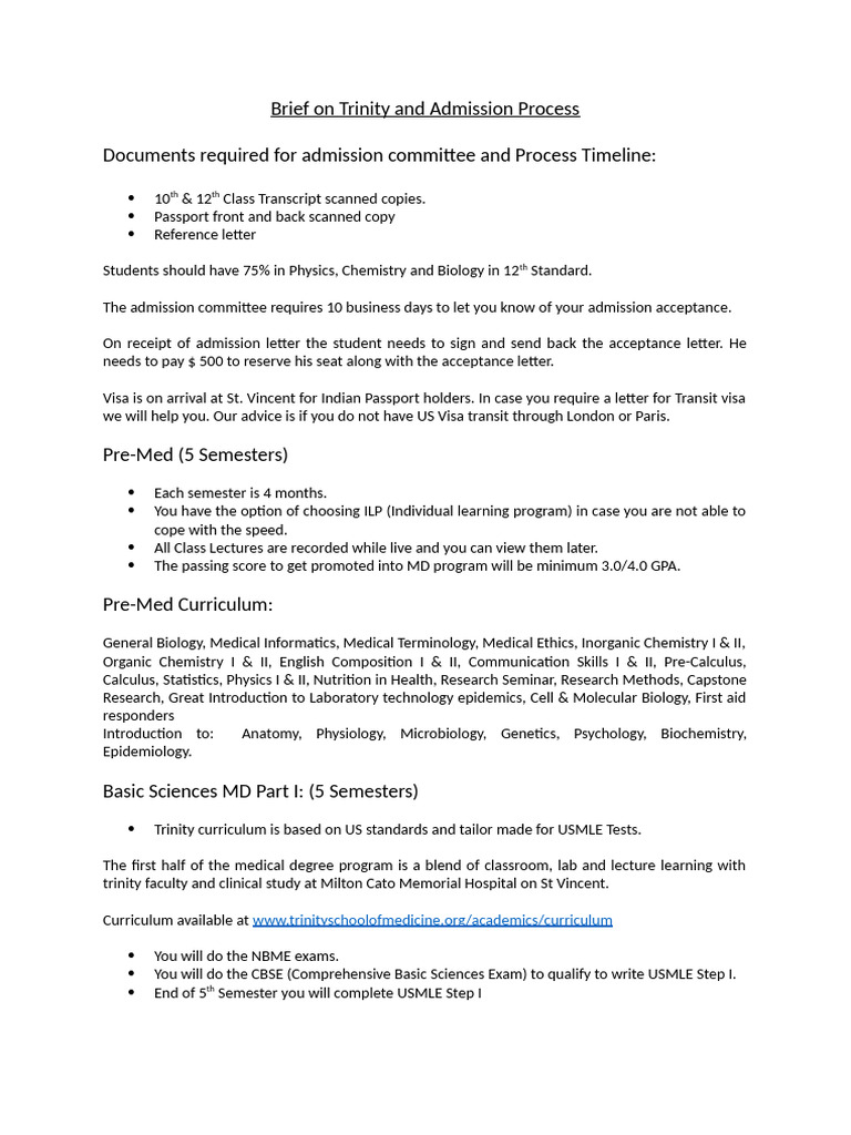 Trinity Brief Pdf Residency Medicine Medicine