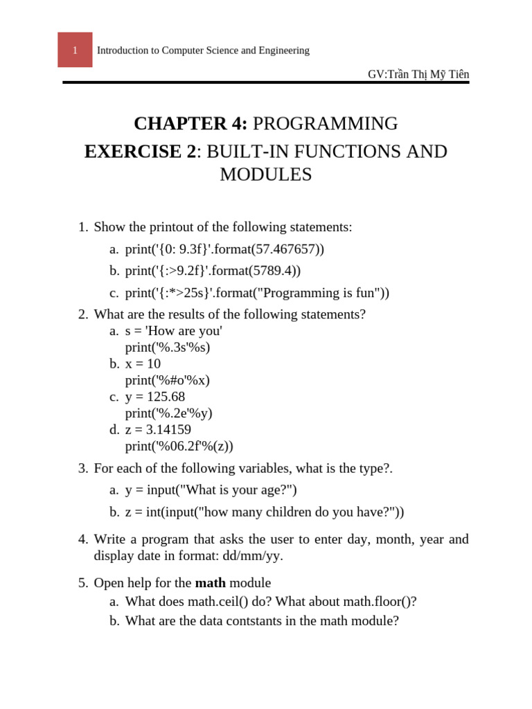 Exercise 2 | PDF | Computers