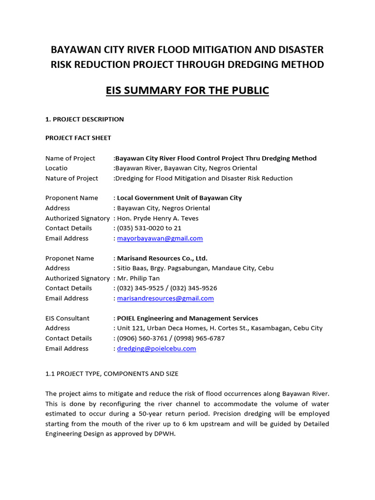 Bayawan City Flood Mitigation Project | PDF | Dredging | Environmental ...