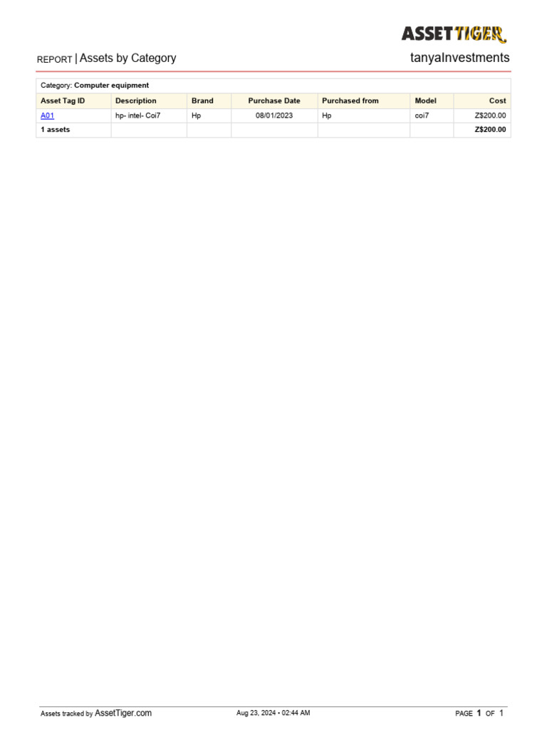 Asset by Category | PDF
