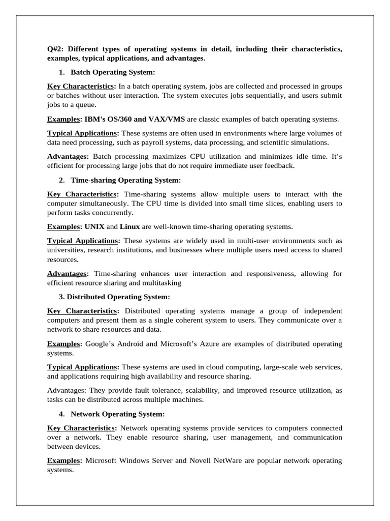 Different Types of Operating Systems in Detail | PDF | Operating System ...