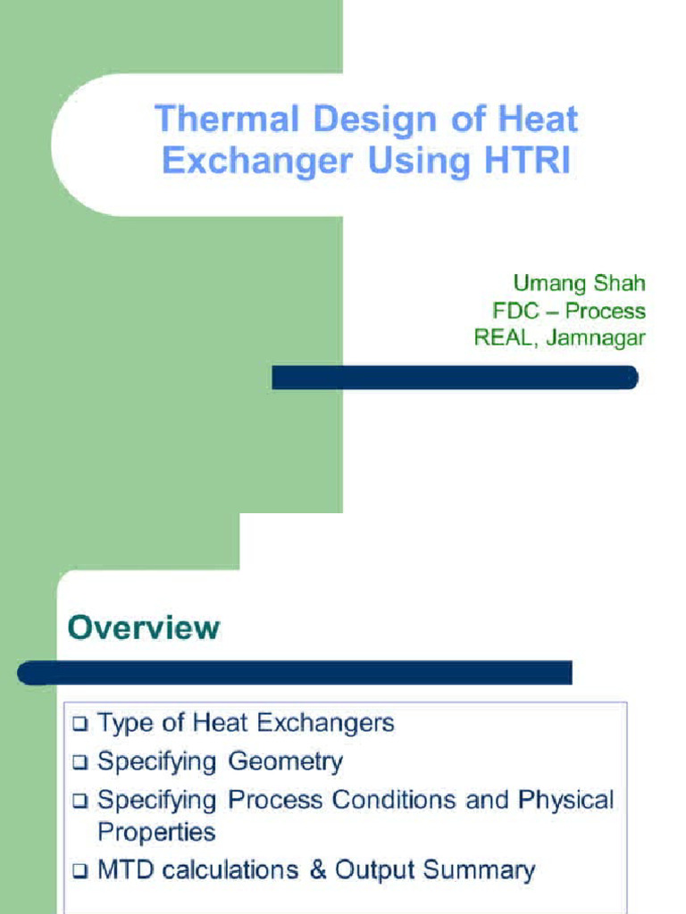 HTRI Presentation Thermal Design | PDF