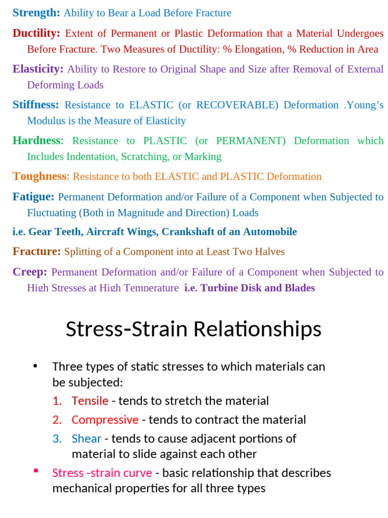 Key Mechanical Properties of Materials | PDF | Deformation (Engineering ...