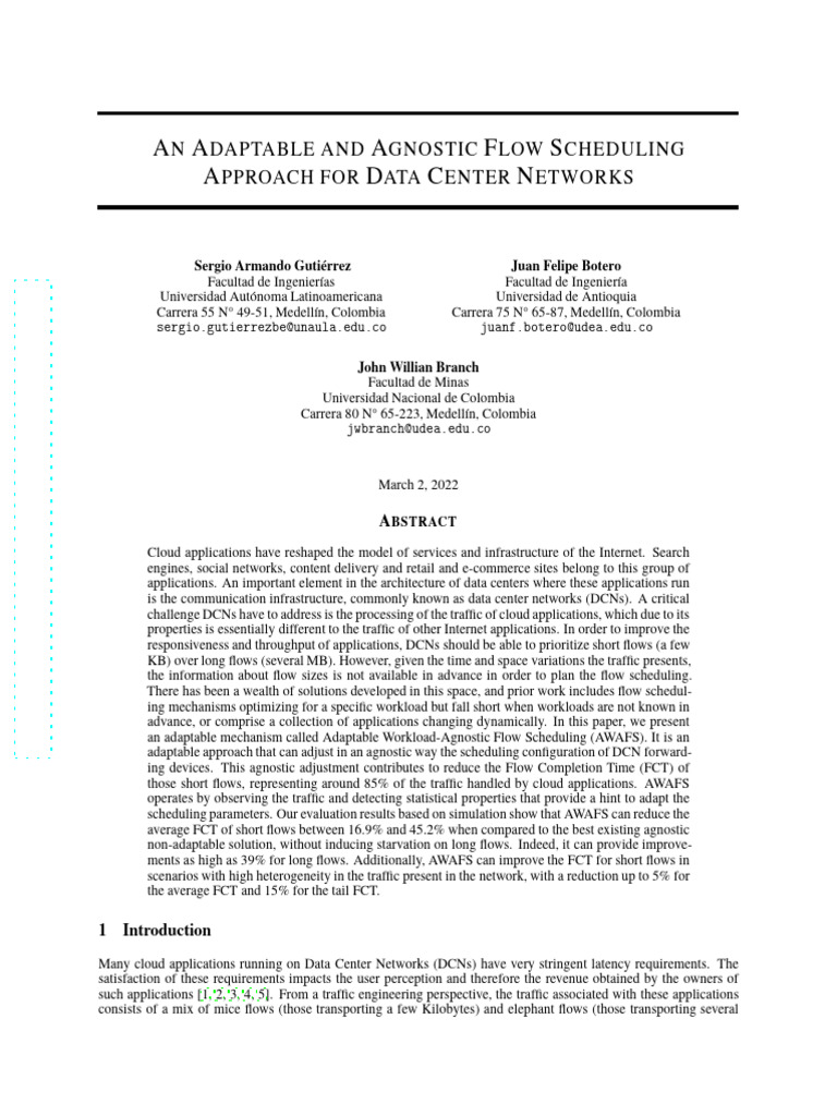 Adaptable Flow Scheduling for DCNs | PDF | Scheduling (Computing ...