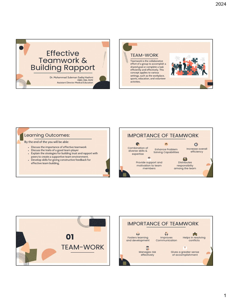 09-Effective Teamwork Building Rapport | PDF | Collaboration | Team ...