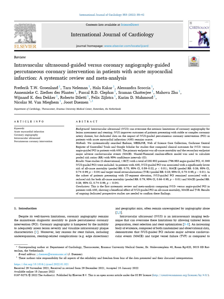 Intravascular Ultrasound Guided Versus Coronary An | PDF | Percutaneous ...