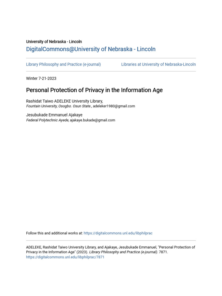 Protecting Privacy in the Digital Age | PDF | Privacy | Computer Security