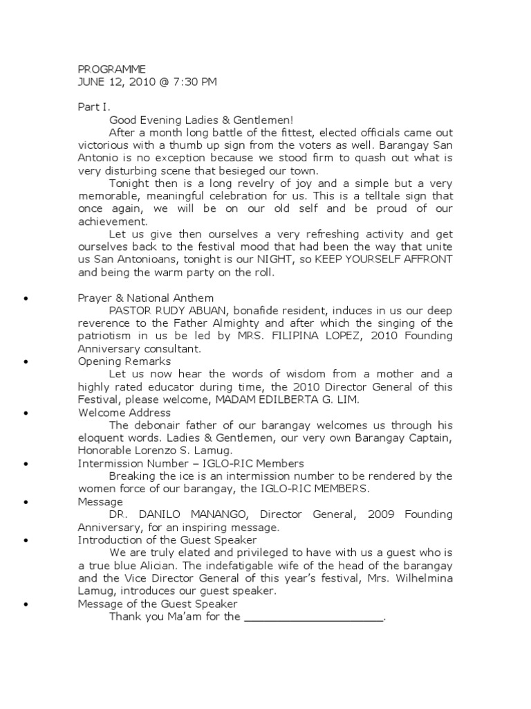 Emcee Script For Nutrition Month Program Historysite