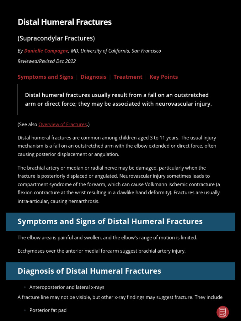Distal Humeral Fractures | PDF | Elbow | Musculoskeletal Disorders