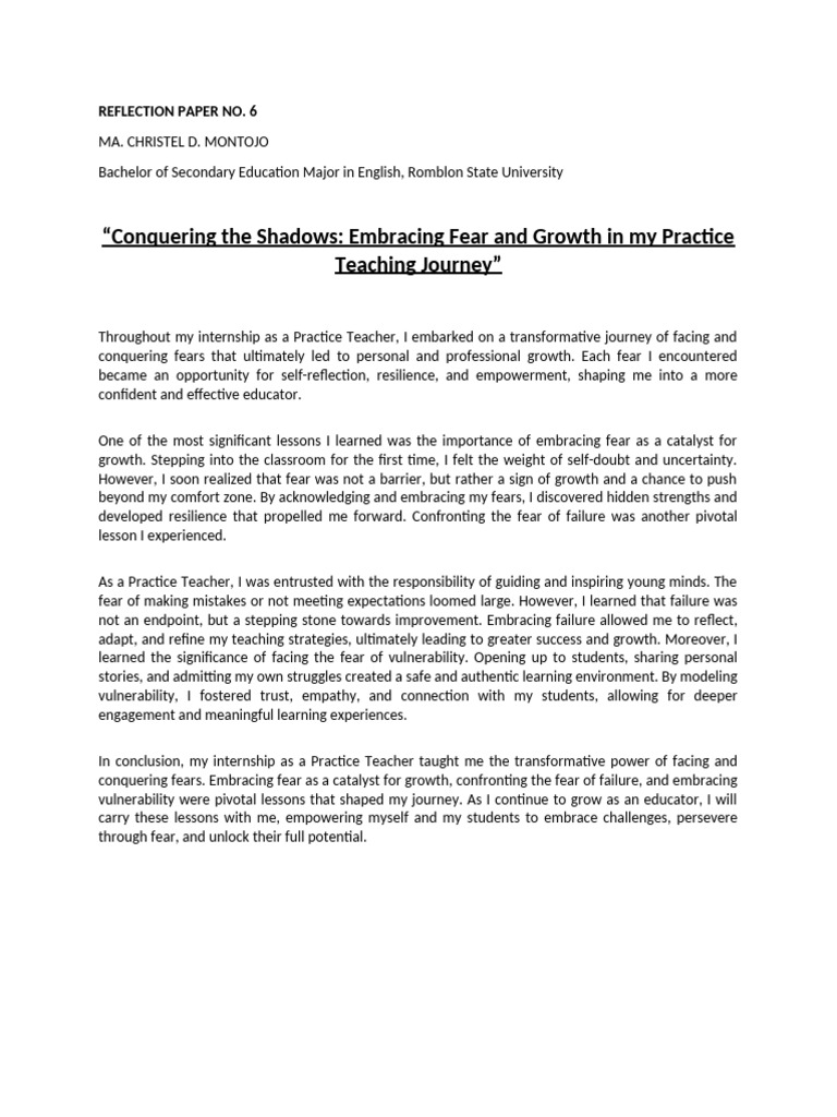 Reflection Paper 6 | PDF | Career & Growth | Self-Improvement