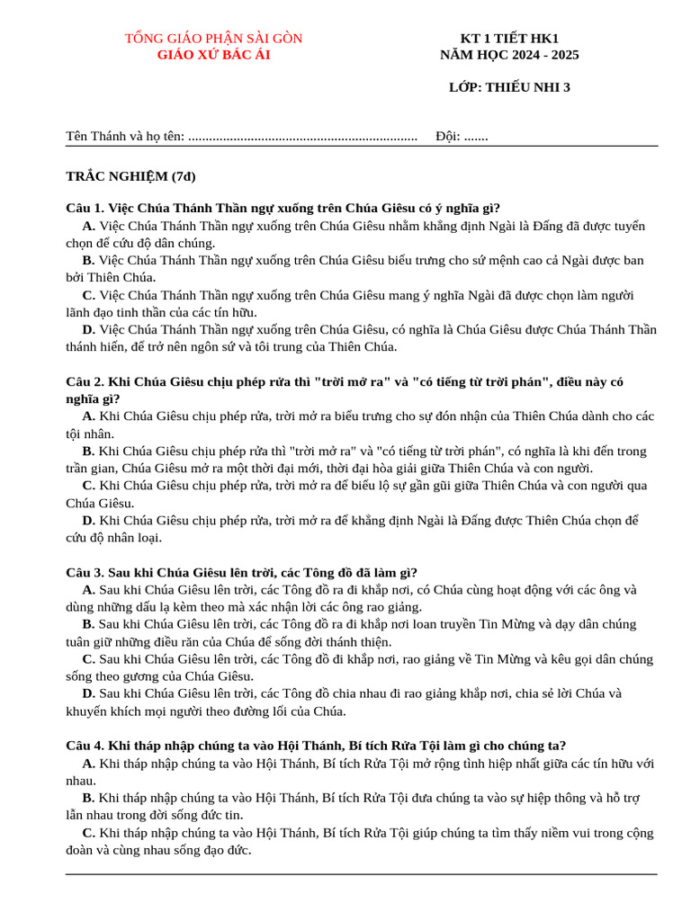 TN 3 KT1 đề 1 | PDF