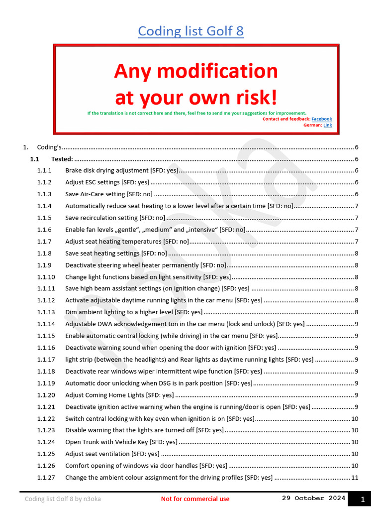 Golf 8 Codierliste Pdf