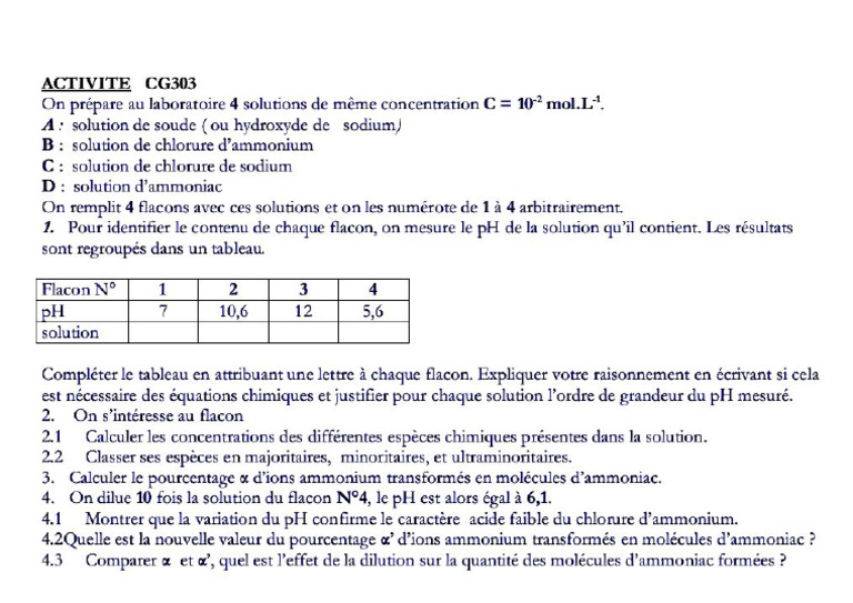 Exercices Sur Les Acides Et Bases Faibles | PDF