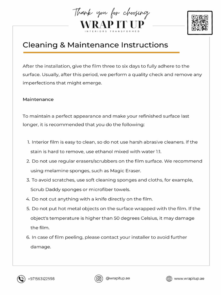 WIUP Cleaning & Maintenance Instructions | PDF