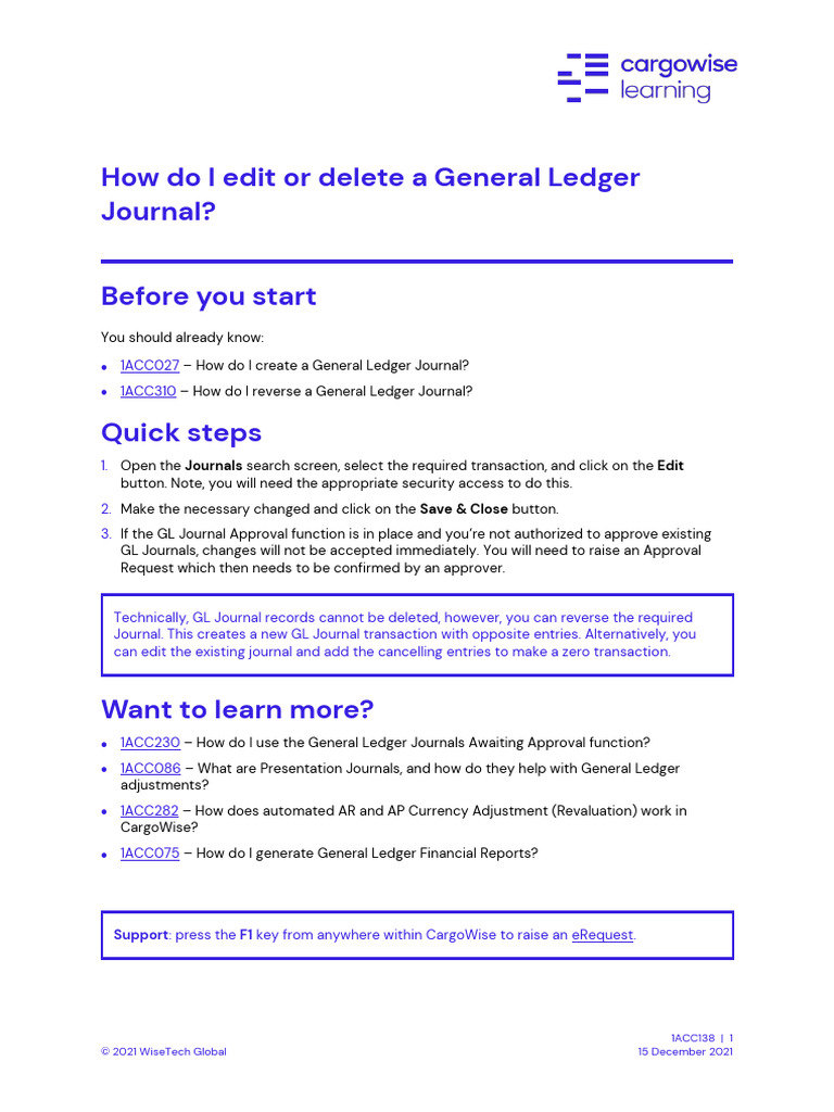 How Do I Edit or Delete A General Ledger Journal | PDF | Business