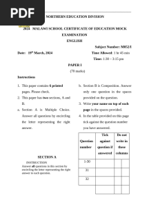 English Msce Paper 1