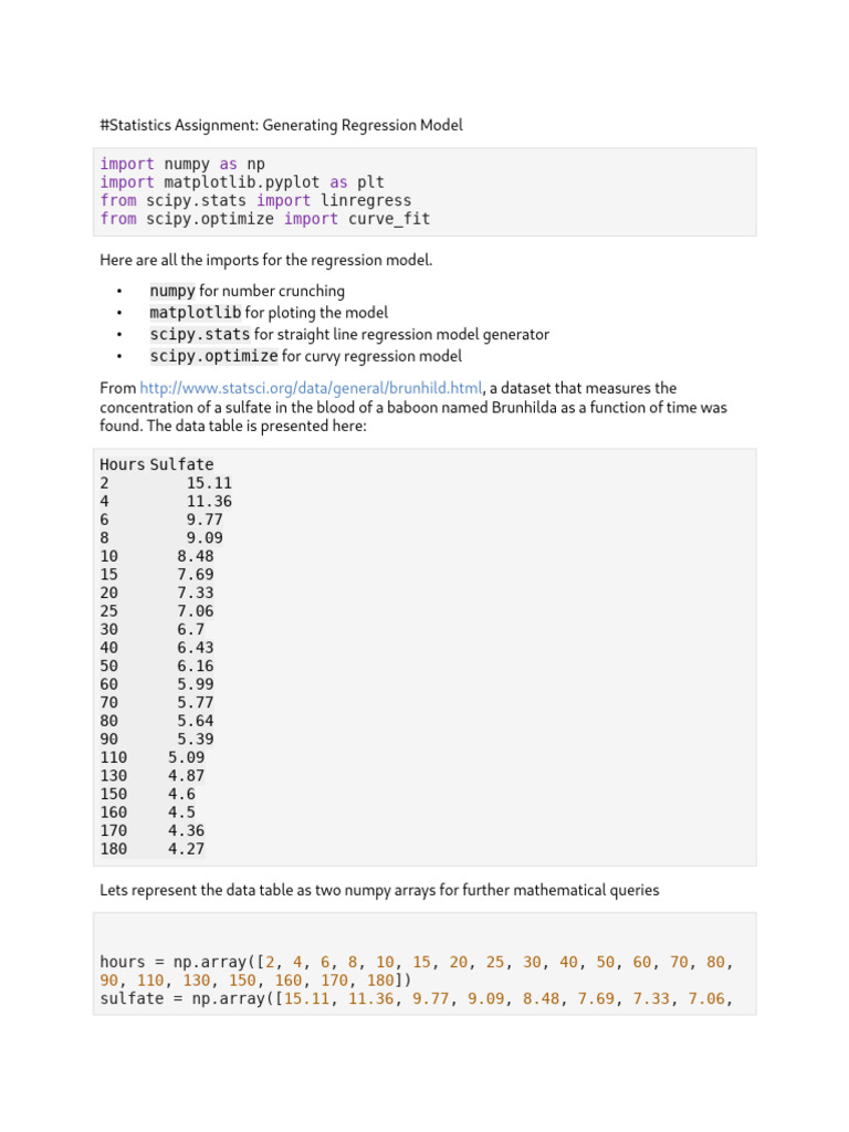 Regression Stat Assignment | PDF | Errors And Residuals | Regression ...